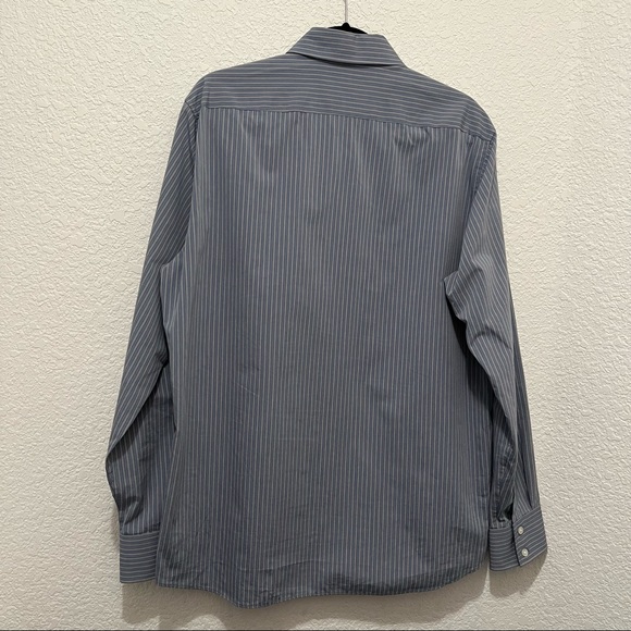 BOSS HUGO BOSS Button Down Long Sleeve Gray Striped Shirt Mens Size L - Picture 2 of 11